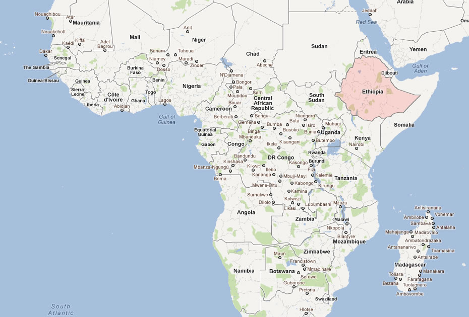 carte du ethiopie afrique